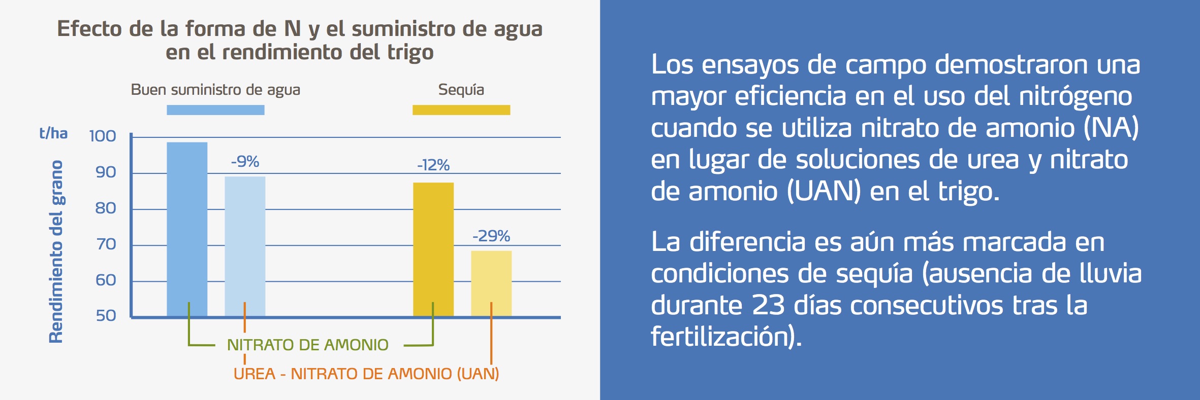 Efecto del N y el suministro de agua en el rendimiento del trigo